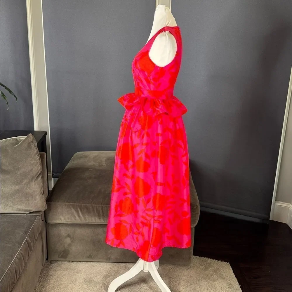 Women’s Kate Spade x Target Rose Peplum Pink Midi Dress V-Neck Size 00 NWOT